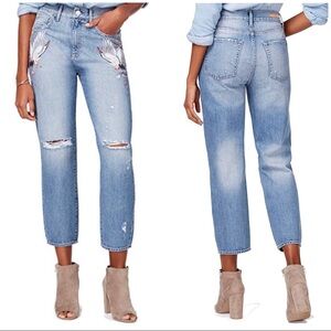 NWT M1858 Frida Embroidered Straight Leg Jeans 28